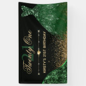 Banderoles Robe d'aquarelle vert foncé 21e anniversaire (Vertical)