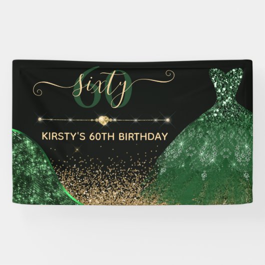 Banderoles Robe d'aquarelle vert foncé Anniversaire (Horizontal)