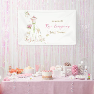 Banderoles Robe de mariée personnalisée fleurs roses