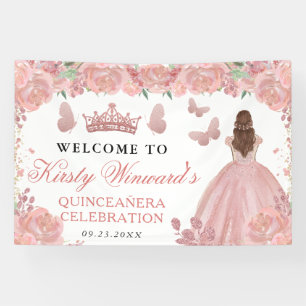 Banderoles Robe Rose Gold Cheveux Rouges Princesse Quinceaner
