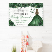 Banderoles Robe verte Blonde Princesse Floral Anniversaire (Insitu)