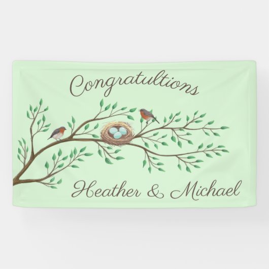 Banderoles Robin Oiseaux Nid Oeufs Baby shower de printemps (Horizontal)