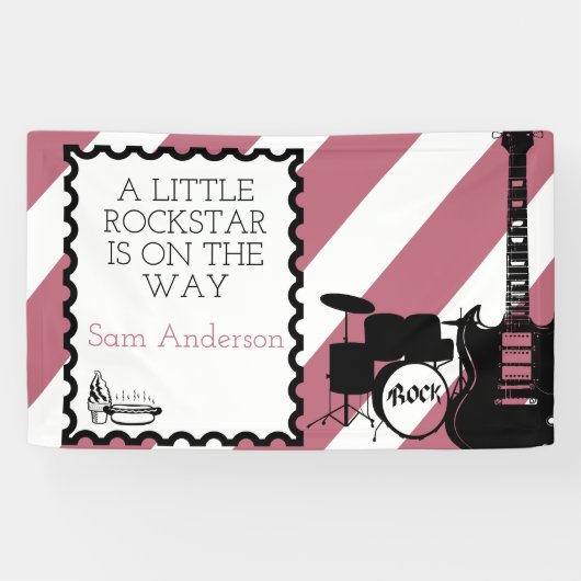 Banderoles Rock Star Drum Set Rock-A-Bye Baby shower (Horizontal)