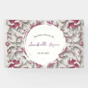 Banderoles Rococo blanc et rose style Baby shower fille