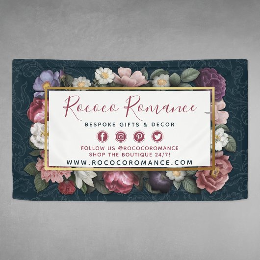 Banderoles Rococo Damask & Elegant Floral Publicité Display