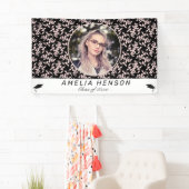 Banderoles Rococo Pink Black Photo Nom Classe de diplôme (En situation)