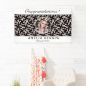 Banderoles Rococo Pink Black Photo Nom Classe de diplôme (En situation)