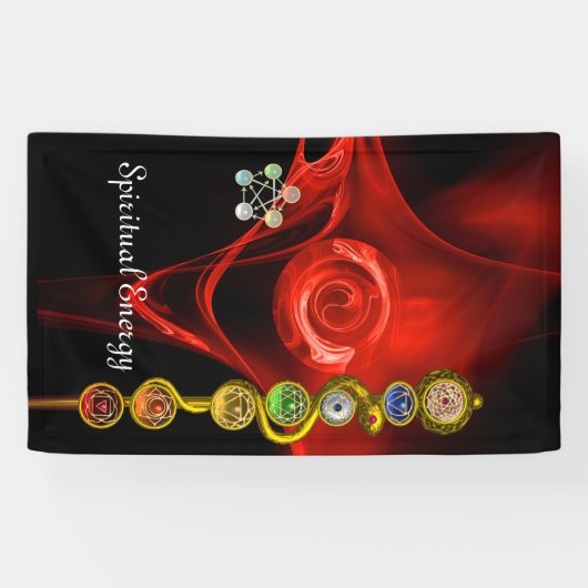 BANDEROLES ROD ASCLEPIUS 7 CHAKRAS, YOGA, ÉNERGIE SPIRITUELLE (Horizontal)