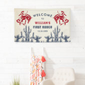 Banderoles Rodeo Western Cowboy 1ère fête d'anniversaire (En situation)