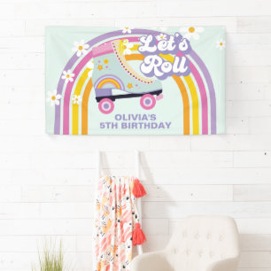 Banderoles Roller skate Retro Rainbow Anniversaire