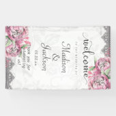 Banderoles Romantique Chic Fleur de Pivoine Floral & Mariage  (Horizontal)