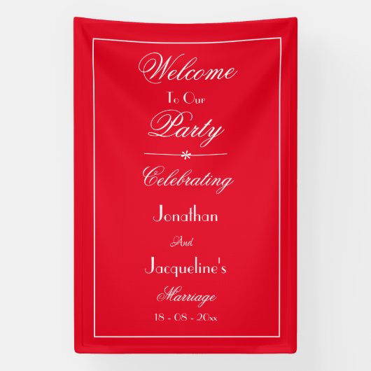 Banderoles Romantique script rouge mariage accueil photo arri (Verticale)