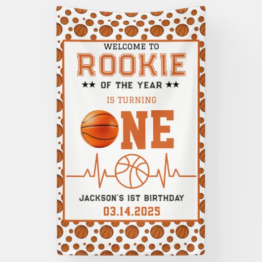 Banderoles Rookie de l'année 1er anniversaire de basket-ball (Vertical)