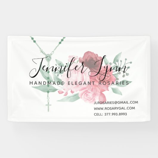 Banderoles Rosaire catholique Rose religion florale (Horizontal)