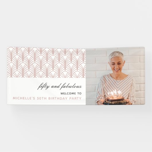 Banderoles Rose 50 et fabuleux Art Déco 50e anniversaire (Horizontal)