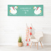 Banderoles Rose aqua girly mignon cygne élégant fête d'annive (En situation)