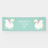 Banderoles Rose aqua girly mignon cygne élégant fête d'annive (Horizontal)