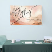 Banderoles Rose beige or Aquarelle rose Mariage (Salon professionnel)