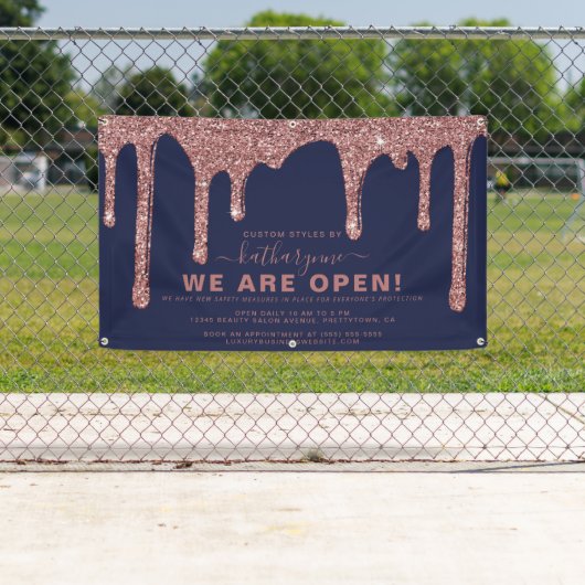 Banderoles Rose bleu marine Gold Parties scintillant  (En situation)