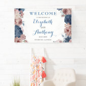 Banderoles Rose bleu marine Mauve Mariage d'aquarelle (En situation)