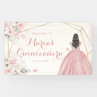 Rose Blush Or Géométrique Florale Quinceañera Gran