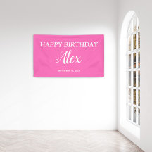 Rose Chaude Blanc Joyeux Anniversaire Nom Date
