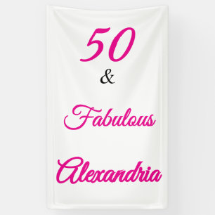 Banderoles Rose Chaude Noir 50 & Fabuleux 50e Anniversaire