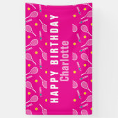 Banderoles Rose clair J'aime le motif de tennis (Vertical)