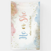 Banderoles Rose d'aquarelle or et bleu marine (Vertical)