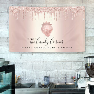 Banderoles Rose de confection de fraise Parties scintillant o