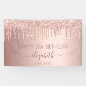 Banderoles Rose de fête d'anniversaire gouttes dorées rose (Horizontal)