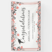 Banderoles Rose de la fête de graduation Gold Blush Floral (Vertical)