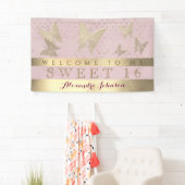 Banderoles Rose et or doux 16 Anniversaire (En situation)