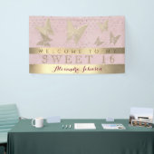 Banderoles Rose et or doux 16 Anniversaire (Salon professionnel)