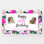Banderoles Rose Floral Anniversaire N'importe quel nom d'âge  (Horizontal)