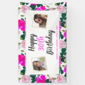 Banderoles Rose Floral Anniversaire N'importe quel nom d'âge  (Vertical)