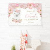 Banderoles Rose Floral Cute Llama 1er anniversaire fond (Insitu)
