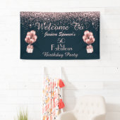 Banderoles Rose Gold 50 et fabuleux 50e anniversaire Bienvenu (En situation)