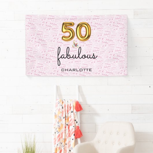 Banderoles Rose Gold 50 et fabuleux anniversaire moderne (En situation)