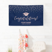 Banderoles Rose Gold Blue Confetti Félicitations Graduation (En situation)