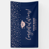 Banderoles Rose Gold Blue Confetti Félicitations Graduation (Vertical)