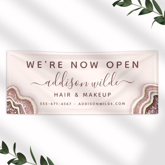 Banderoles Rose Gold Blush Pink Parties scintillant Agate Geo