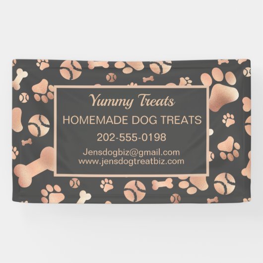 Banderoles Rose Gold Dog Empreinte de patte d'entreprise (Horizontal)