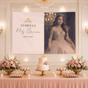 Banderoles Rose Gold Élégant Photo Mis Quince