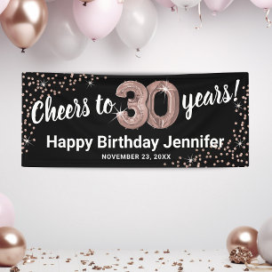 Banderoles Rose Gold Félicitations pour les 30 Ans Anniversai