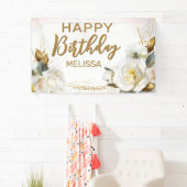 Banderoles Rose Gold Floral Anniversaire (En situation)