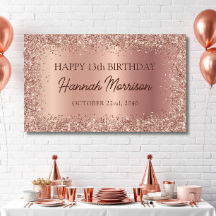 Banderoles Rose Gold Foil Parties scintillant 13ème anniversa