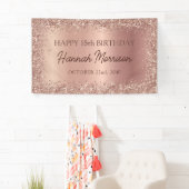 Banderoles Rose Gold Foil Parties scintillant 18e anniversair (En situation)