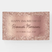 Banderoles Rose Gold Foil Parties scintillant 18e anniversair (Horizontal)