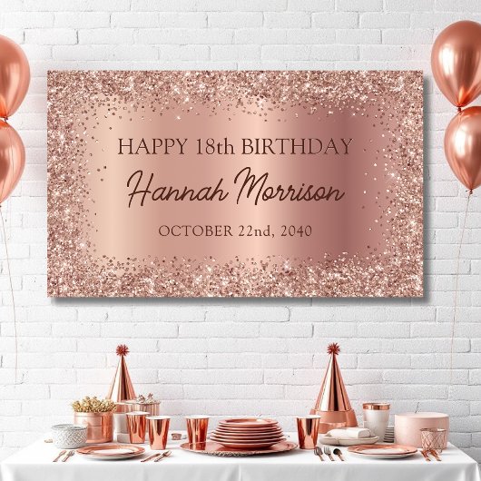 Banderoles Rose Gold Foil Parties scintillant 18e anniversair